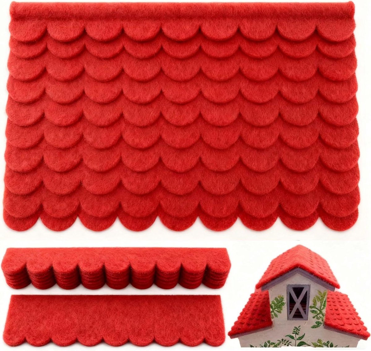 Dak Bedekking - Dakshingles Dakvilt - Modelbouw - Zelfklevend - 30 x 5 cm - Rood