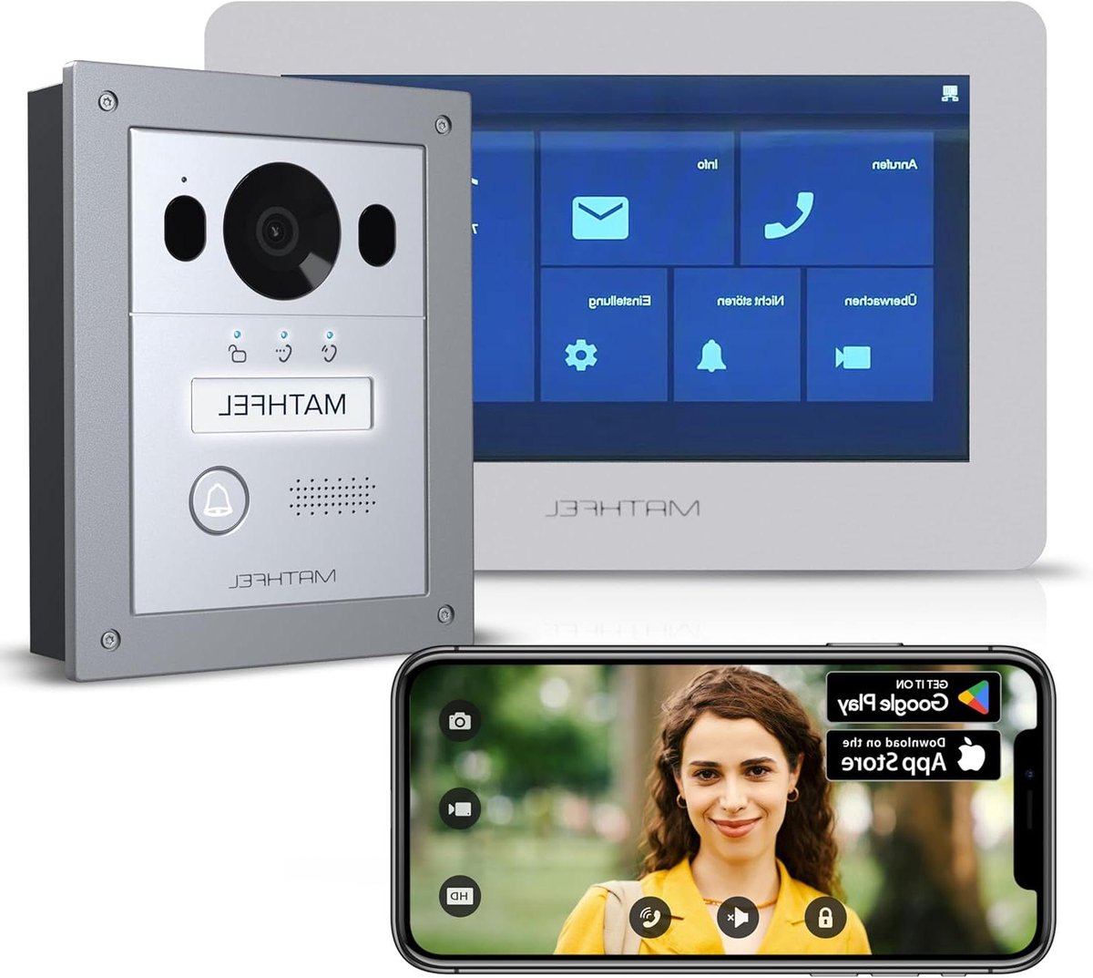 Video Deurintercom Systeem - Buitenstation Monitor - Huisbeveiliging - 170 Graden Groothoek - 7 Inch Monitor - Zilver
