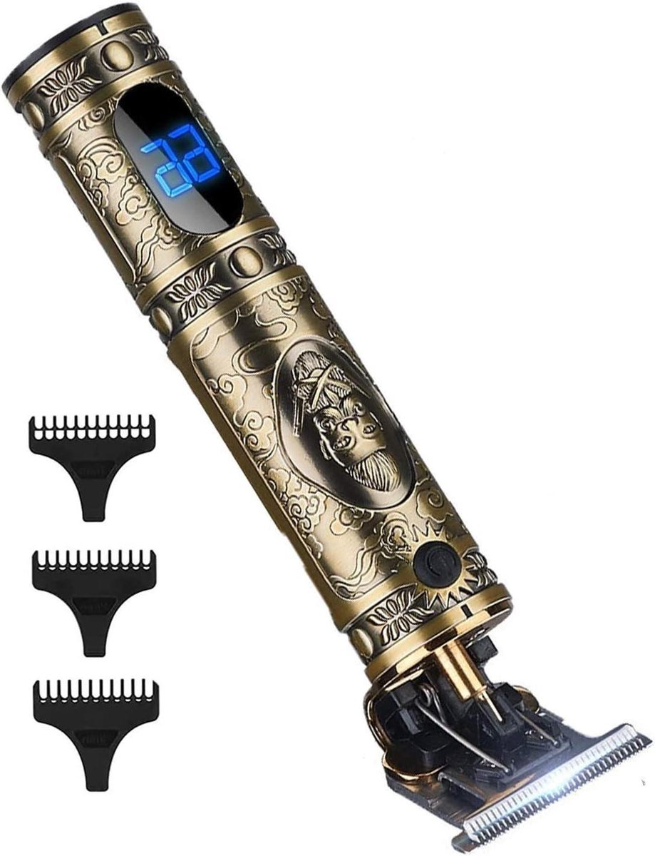 Haartrimmer Draadloos - Tondeuse Baardtrimmer - Persoonlijke Verzorging - T-Blade Precisie - 3 Opzetstukken - Goud