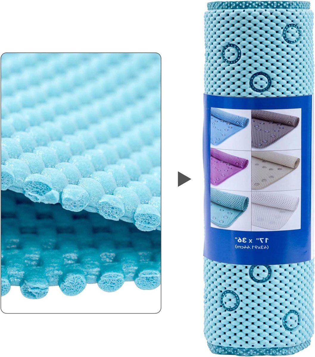Dubbellaags Schuimrubber Badmat - Antislip Douchemat - Veilig Douchen - Dubbellaags Schuim - 94 x 43 cm - Blauw