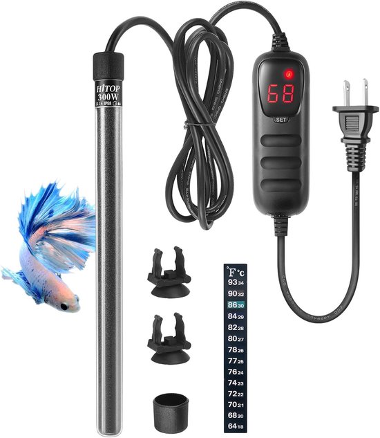 Aquarium Verwarmer - Dompelpomp Heater - Water Temperatuur - Met LED Display - 300W - Zwart
