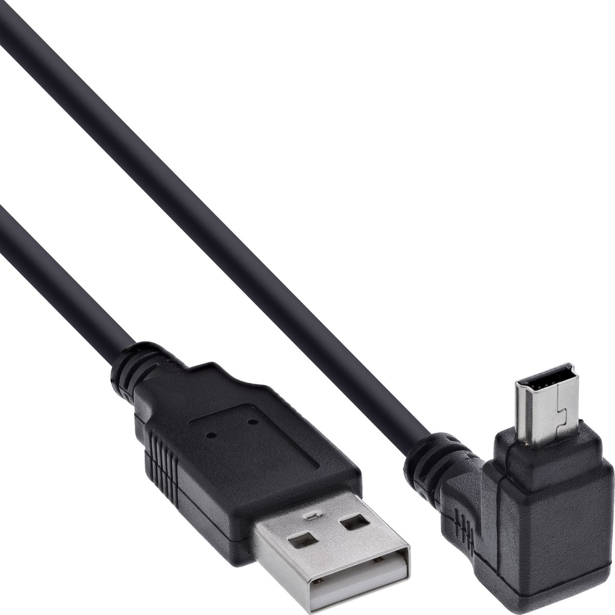 InLine USB 2.0 kabel USB A - USB B Mini 5-pins haaks 1.5m Zwart