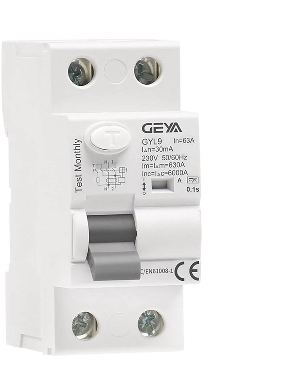 Aardlekschakelaar - Stroomonderbreker - Veilige Stroomvoorziening - Type A detectie - 2P 40A 30mA - Grijs