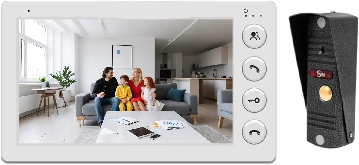 Video Deurbel Systeem - Intercom Thuis - Veiligheid Vergroten - 2-Weg Audio - 7 Inch Monitor - Zwart