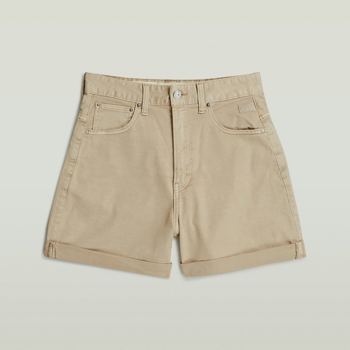 Dames Jeans Shorts met Mid Rise Taille en Knopen & Rits Donker Baksteen