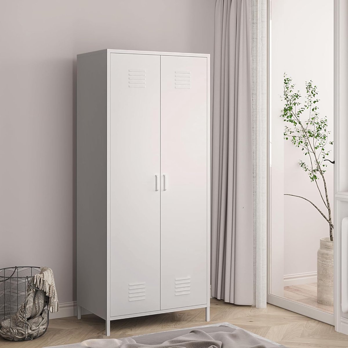 Metalen Kast - Garderobekast Kledingkast - Opbergen Kleding - Ventilatierooster - 180x76x5
