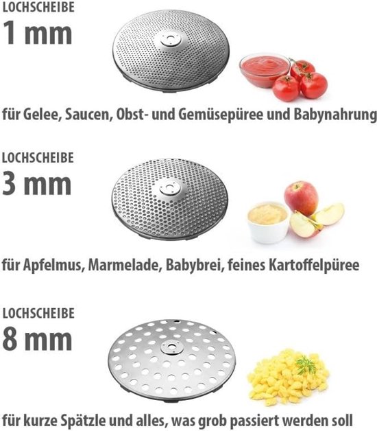 Passeerapparaat Keuken - Apparaat Passen - Fruit Groenten Passen - Drie RVS Schijven - 2 Liter Volume - Zilver — afbeelding 4