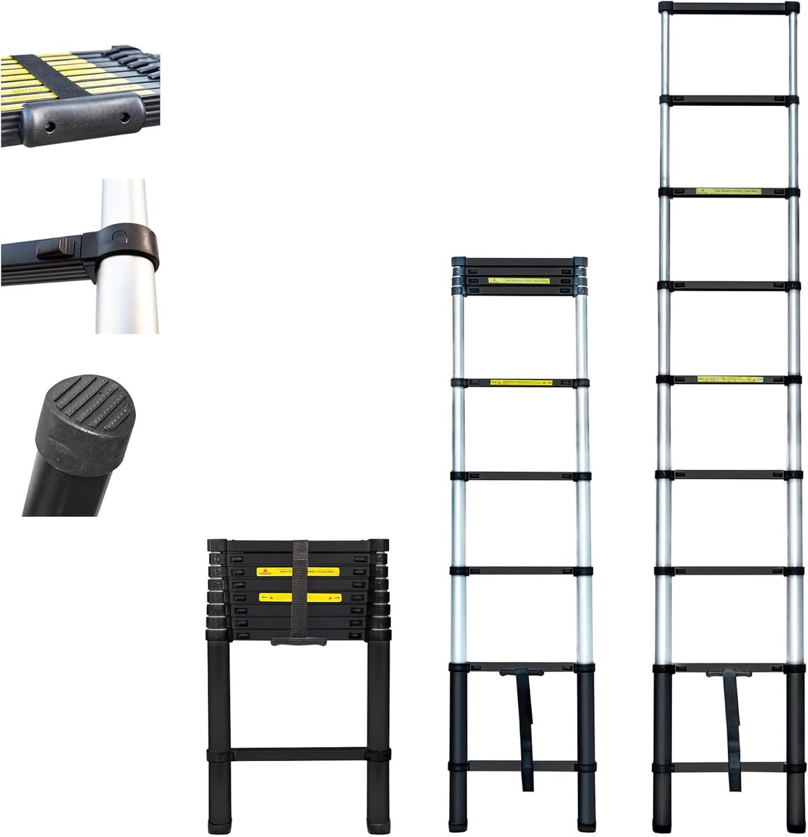 Telescopische ladder - Opvouwbare ladder - Klusklare hoogte - EN131 standaard - 26 meter - Grijs