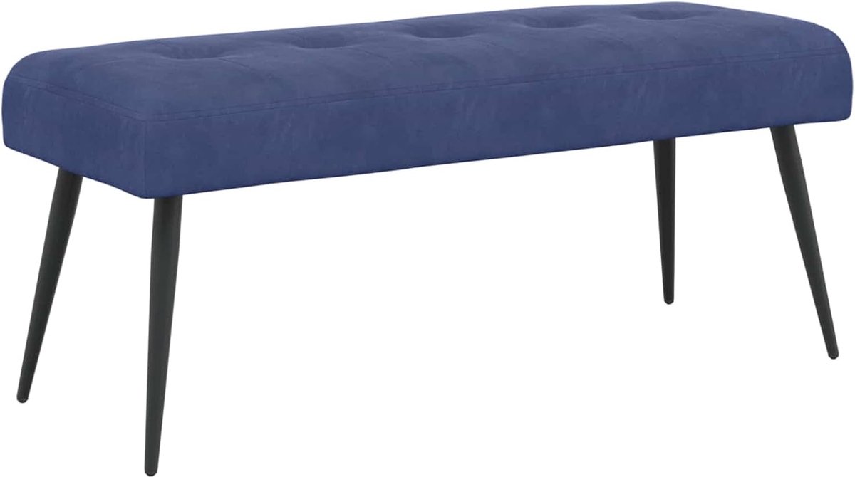 Moderne Bank - Zitbank Fluweel - Extra zitplek - Knoopverstelling design - 110 x 40 cm - Politieblauw