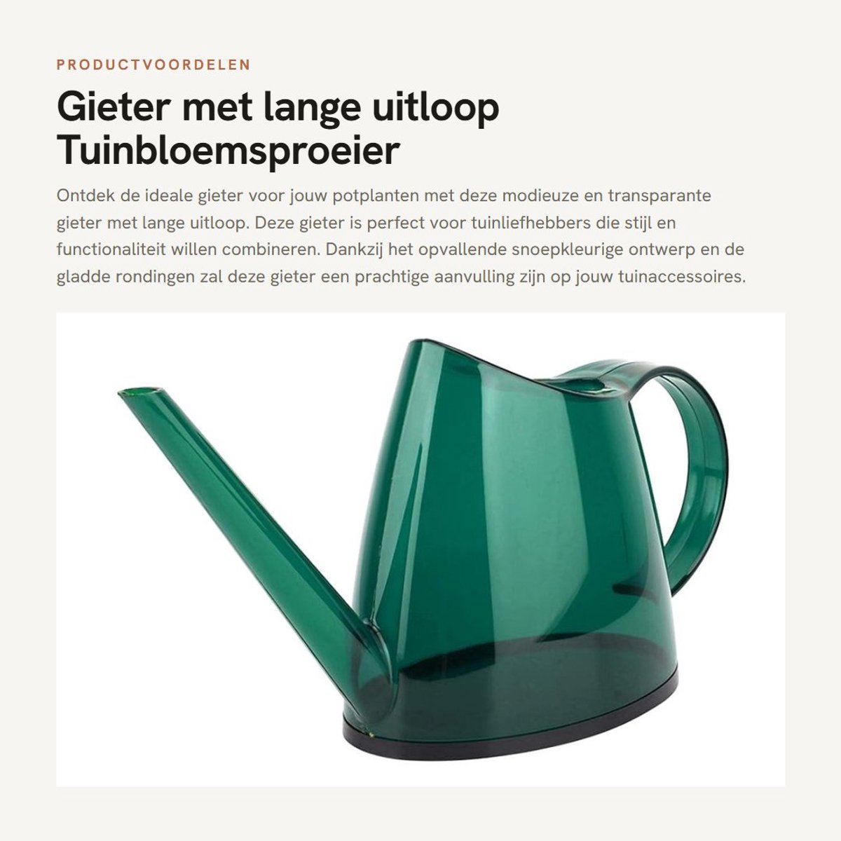 Dailygoods- Gieter 1,2 liter - Gieter met lange uitloop - Snoepkleurige Gieter - Transparante Gieter - Draagbare Gieter - Milieuvriendelijk kunststof - Tuinsproeier