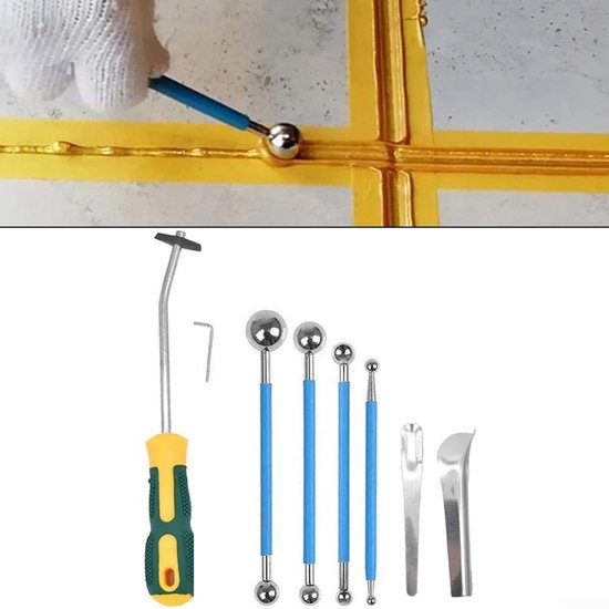 Voegen Verwijderaar Set - Tegel Reparatie - Voegen Reinigen - Ergonomisch Handvat - 8 Delig - Zoals Afgebeeld — afbeelding 2