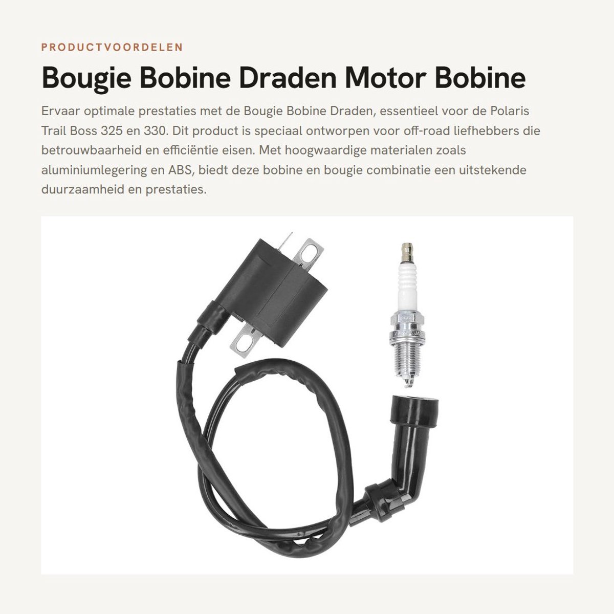 Dailygoods- Bougie Vervanging - Bobine - Aluminiumlegering - Geschikt voor Polaris Trail Boss 325/330 - OEM 31401-35F10 - Inclusief 1 Bougie - Ontstekingskaars