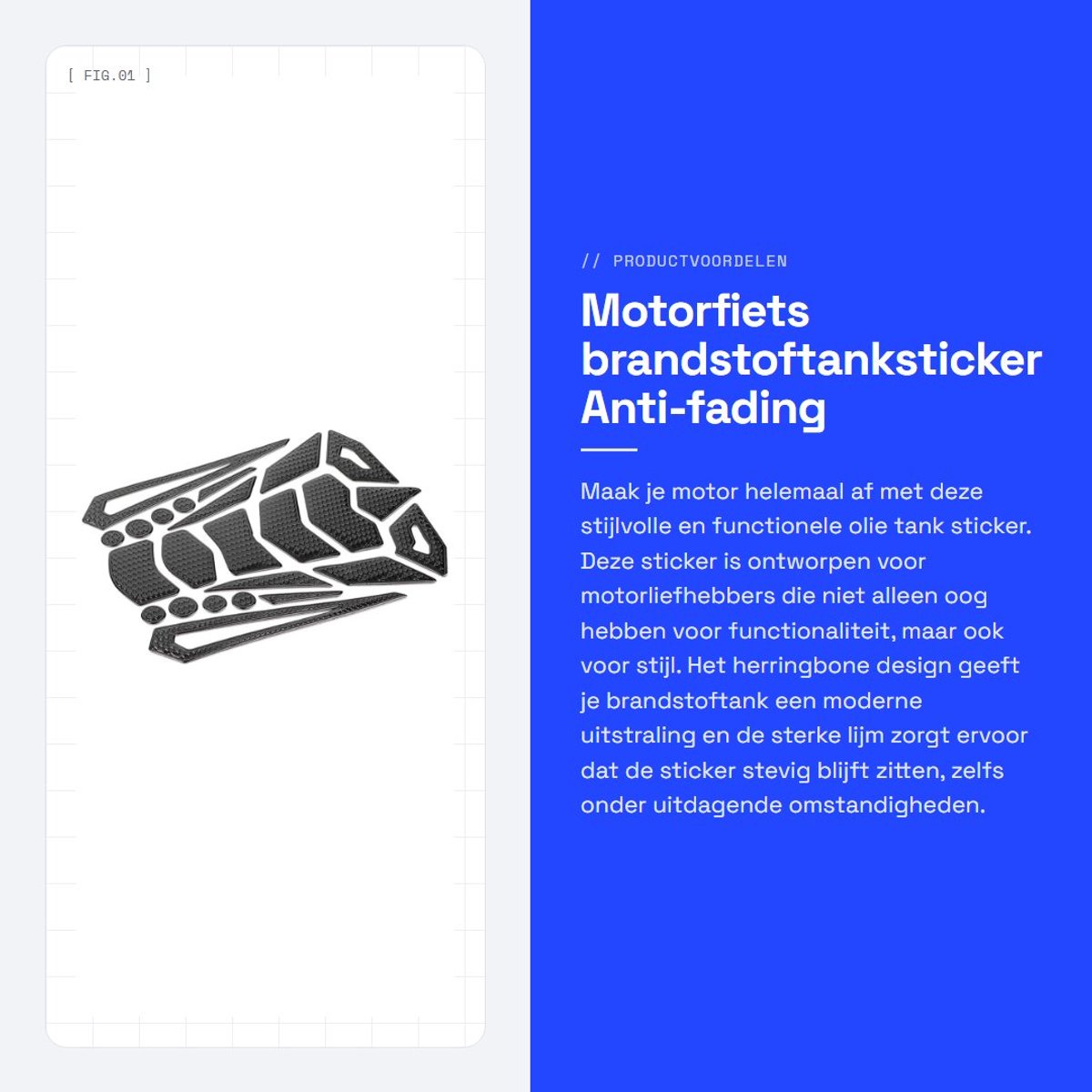 Dailygoods- Olietank Sticker - Herringbone Design - Antifading - Sterke Lijm - Duurzaam - Bescherming tegen Slijtage - Tanksticker