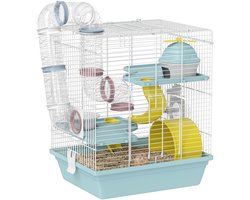 PawHut Hamsterkooi - Metaaldraad, kunststof - 34,5 x 27,5 x 41 cm - Blauw
