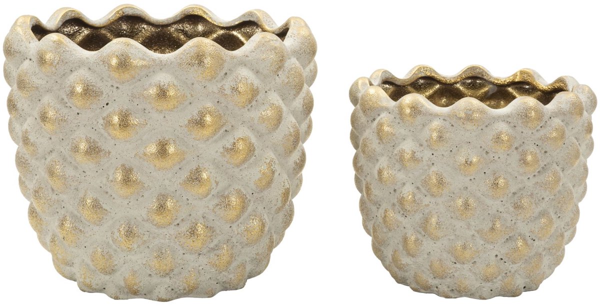 Mauro Ferretti Vaas Pepitas Cachepot Set 2 Pcs Ø 23×18 cm Grijs