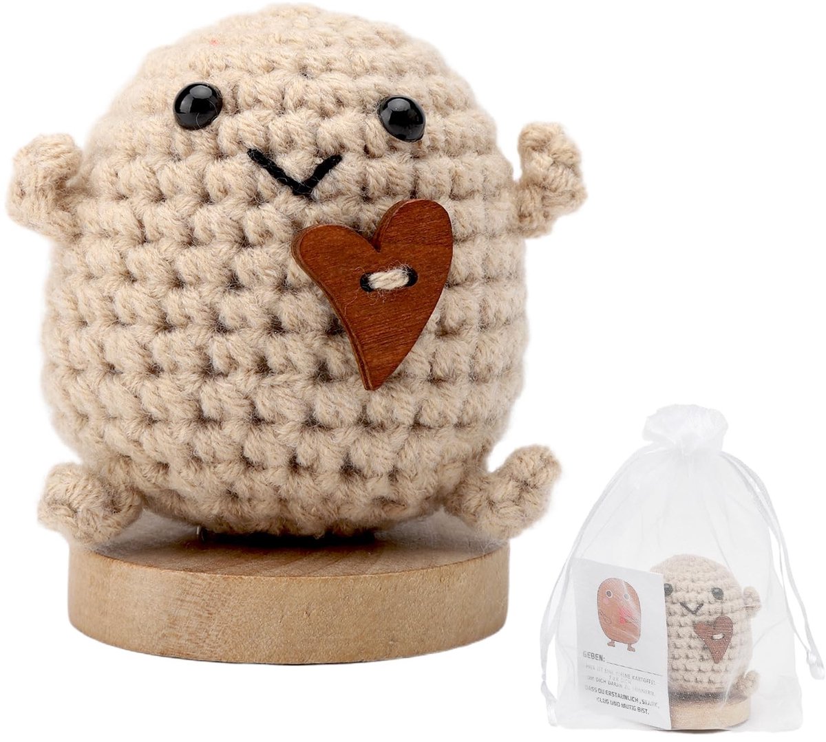 Dailygoods- Aardappel Pocket-Hug - Grappig Cadeau - Mini-Zakknuffel - Positieve Aardappelpop - Inspirerend Energiekaartcadeau - Hoogwaardig Materiaal - Knuffel