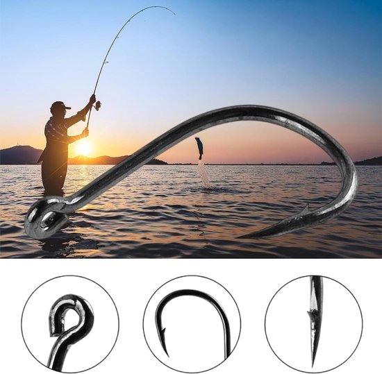 Dailygoods- Vishaken 300 Stuks - Koolstofstaal - Weerhaken - Voor Zoetwater/Zee - Opbergdoos - 10 Maten - Visgerei van Dailygoods — afbeelding 4