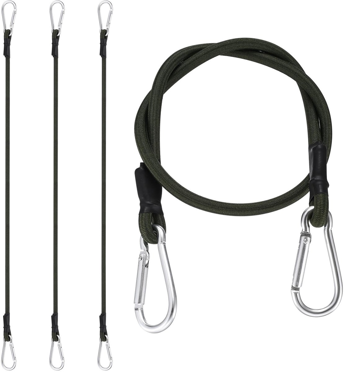 Dailygoods- Bungee-touw 60 cm - Expanderlussen met Karabijnhaak - Bagagespanner - Hoogwaardig Rubber - Schokbestendig - 8 mm Dikte - Expander