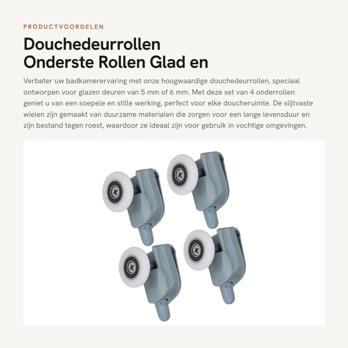 Dailygoods- Douchedeurrollen Onderste Rollen - 4 Stuks - Antiroest - Glazen Deuren 5/6 Mm 