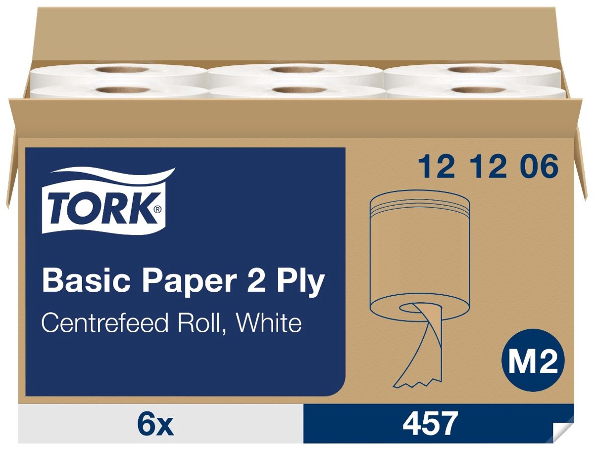 Bol.com Tork 121206 Universal Midi Poetspapier M2 2-laags Wit 160m x 20cm 6 Rollen (121206) aanbieding