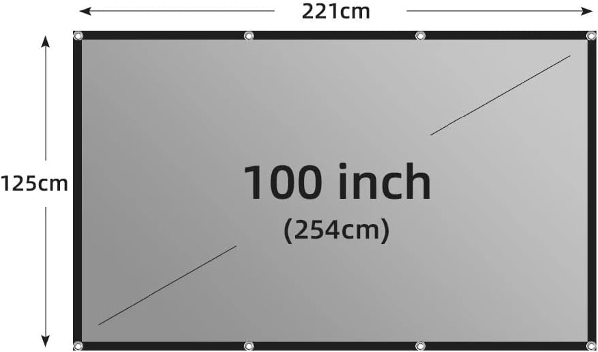 Projectiescherm - Beamerdoek - Filmavond Thuis - Anti-lichtdoek - 16:9 Formaat - Grijs