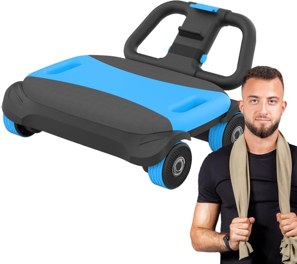 Buikroller Wiel - Kernversterker Fitness - Krachtige Core Training - Geïntegreerd Rem Systeem - 40 cm Pakket - Blauw