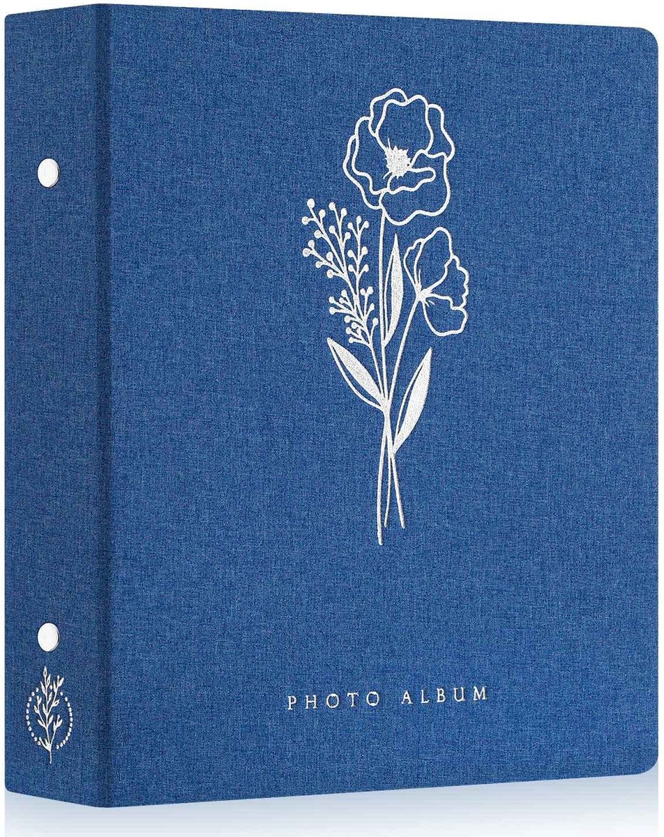 Dailygoods- Fotoalbum 400 Foto's - Insteekalbum - Linnen Omslag - Waterdicht - Zuurvrij - Luxe Zilveren Print - Fotoboek