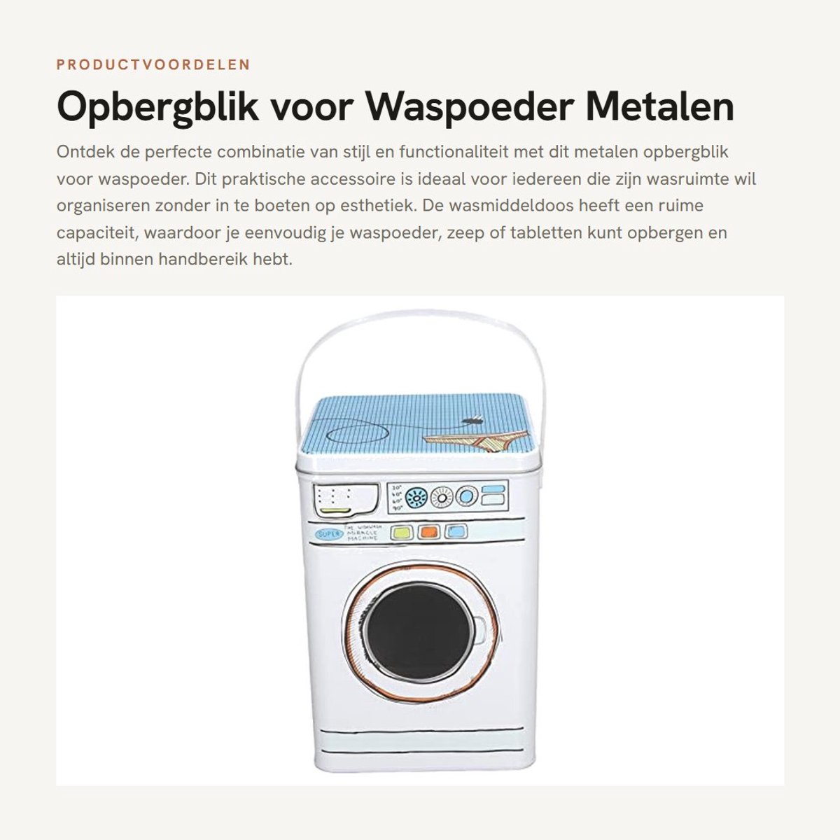 Dailygoods- Wasmiddeldoos Grote Capaciteit - Opbergdoos met Deksel - Roestvrij Staal - Transparant Venster - Multifunctioneel - Handgrepen