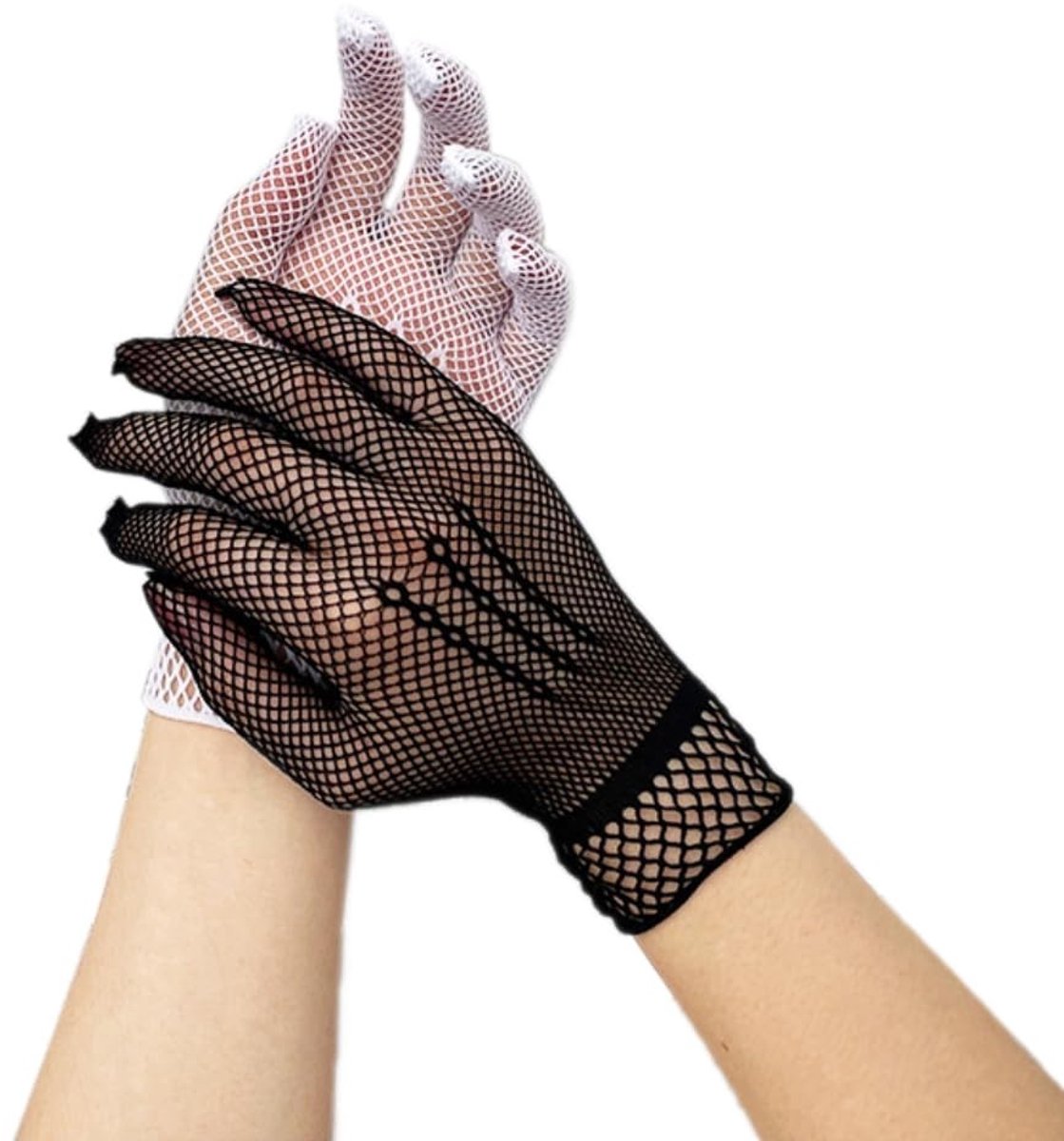 Dailygoods- Dameshandschoenen Elegante Kant - Korte Handschoenen - Zonwerende Handschoenen - Feesthandschoenen - Bruiloft Handschoenen - 28 cm Lang