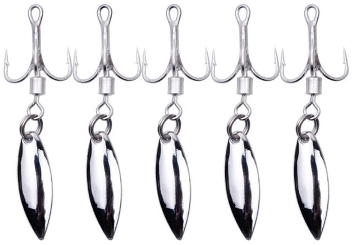 Dailygoods - 5 Stuks Goud/Zilver Willow Blade Vissen Lokt met Treble Haken voor Zeevissen