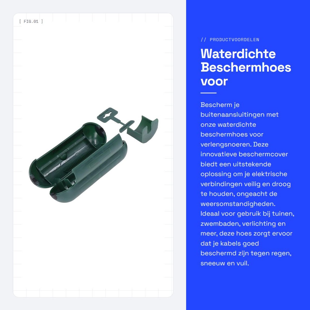 Dailygoods - Waterdichte Beschermhoes voor Buitenaansluitingen - Hoogwaardige Veiligheid voor Verlengsnoeren