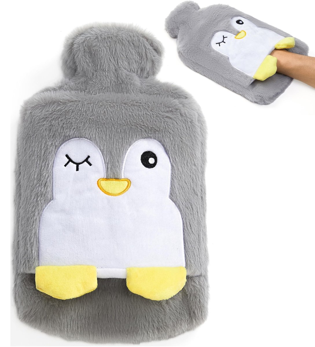 Dailygoods- Warmwaterkruik 2 L - Lekvrije Kruik - Warm/Koud Kompres - Handen-/Voetenwarmer - Nek-/Schouderpijnverlichting - Pluizige Hoes - Warmwaterfles