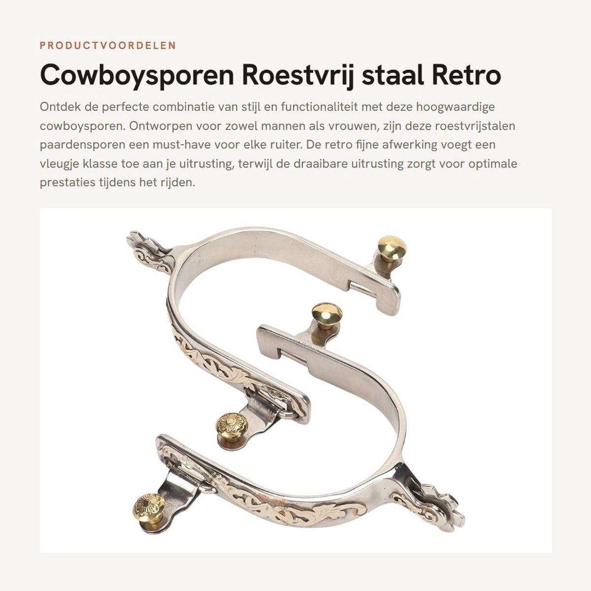 Dailygoods- Paardensporen van roestvrij staal - Western Cowboysporen - Draaibare uitrusting - Retro afwerking - Voor mannen/vrouwen - Duurzaam en veilig - Rijsporen