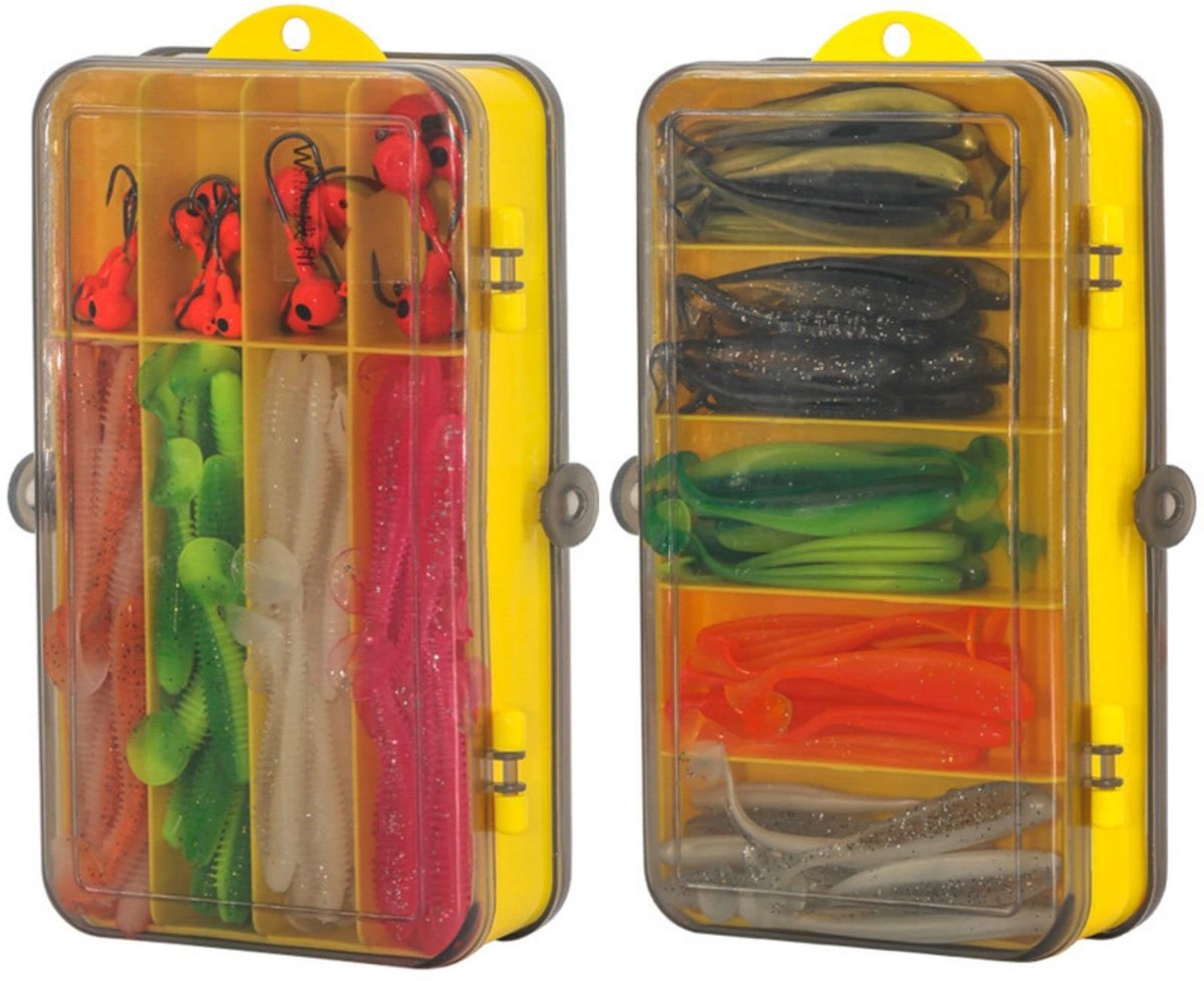 Dailygoods- Kunstaas Set - Rubber Vissen - Inclusief Vishaken/Wormen/Spinner - Hoogwaardige Spinners - Levensgetrouw Ontwerp - Diverse Kleuren/Maten - Visgerei