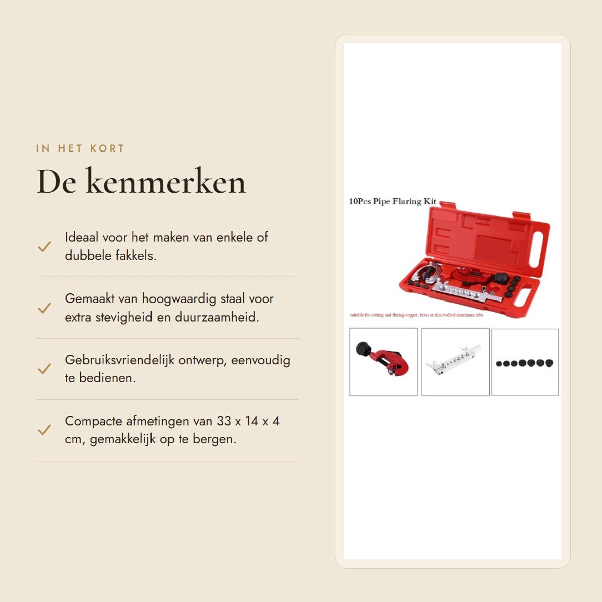 Dailygoods- Pijpaffakkelset Hoogwaardig Staal - Multifunctioneel Gereedschap - Felsgereedschap - Buizensnijder - Opbergkoffer - Stevigheid en Duurzaamheid - Fakkelset thumbnail 7
