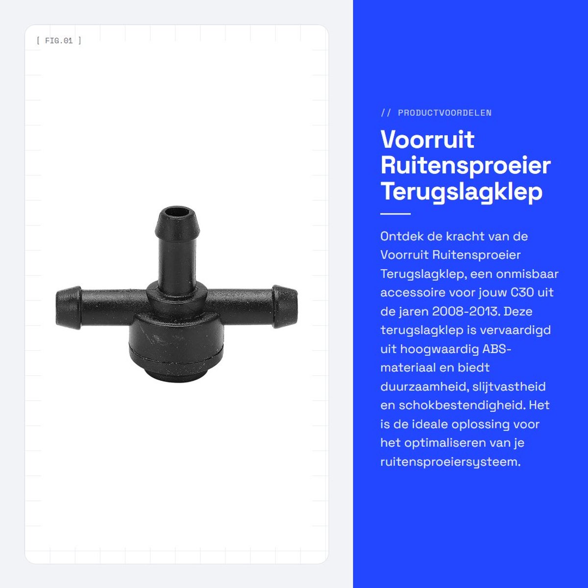 Dailygoods- Terugslagklep ABS - Ruitensproeierventiel - Vervanging voor C30 2008-2013 - Slijtvast - Schokbestendig - Eenvoudige vervanging - Ruitensproeier