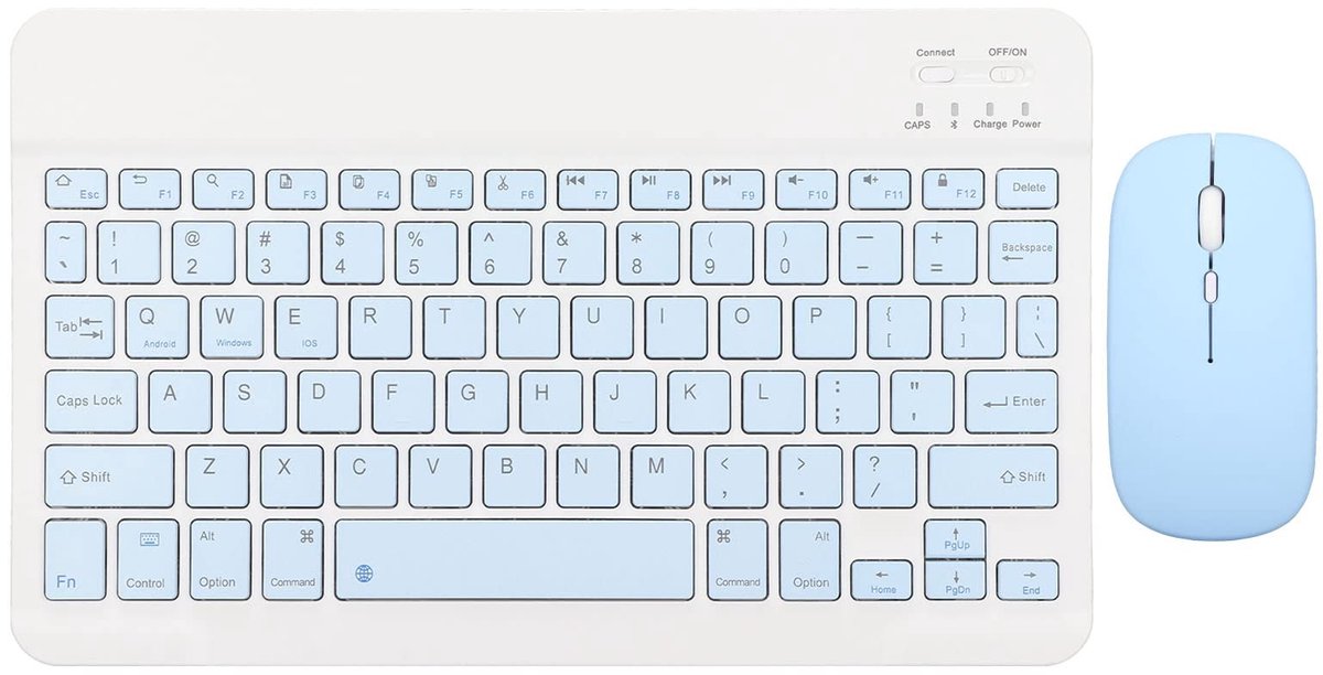 Dailygoods - Draadloos Toetsenbord en Muisset - Ergonomisch ontwerp - Ultradun en Stil - Hemelsblauw - Bluetooth en USB-opladen - Geschikt voor Laptop