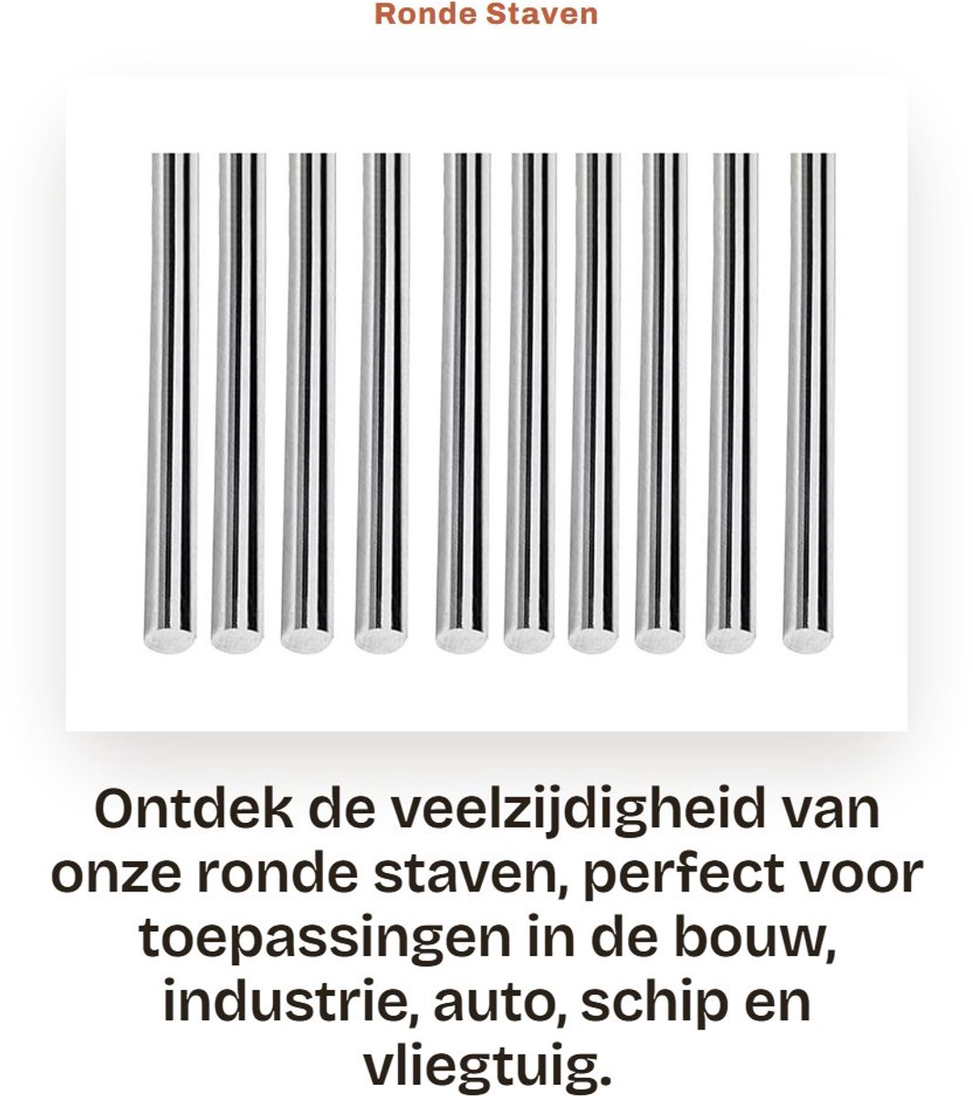 Dailygoods- Ronde Staven 10 Stks - 304 Roestvrij Staal - Duurzaam - Schachtstang - Bouw/Industrie - Ideaal voor Doe-het-zelfambachten - Staaf