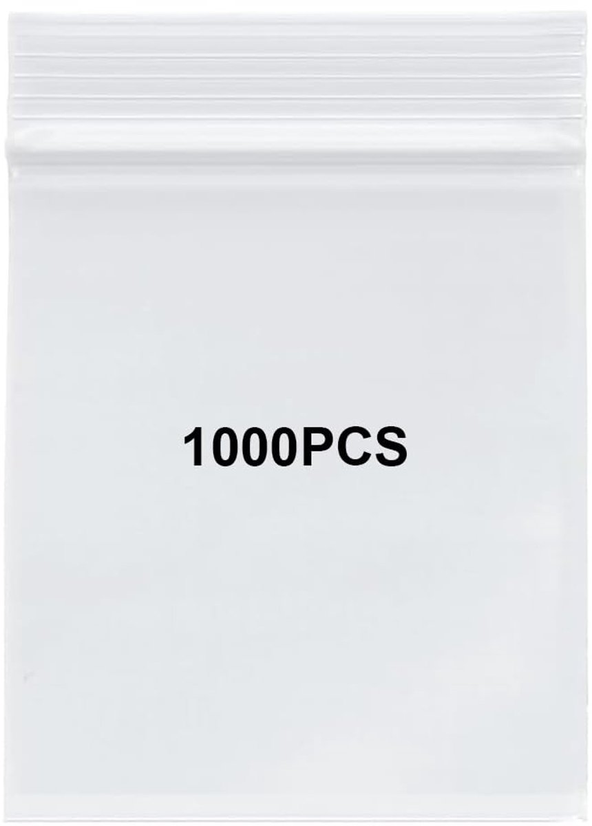 Dailygoods- Ritszakken 1000 stuks - Herbruikbare Zakjes - Ritssluitingszakken - Plastic Zakjes - Herschrijfbare Verpakkingen - Buitenafmetingen 50 mm x 70 mm - Opbergzakjes