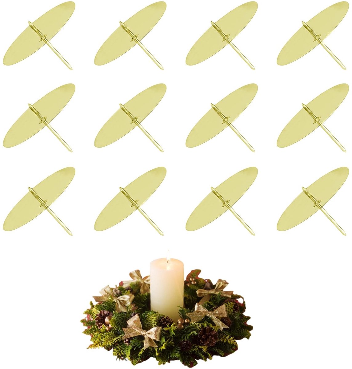 Dailygoods- Kaarshouders Set van 12 - Gouden Kandelaar - Metalen Kaarsenhouder - Adventskaarsenhouders - Tafeldecoratie - Hoogte 3 cm