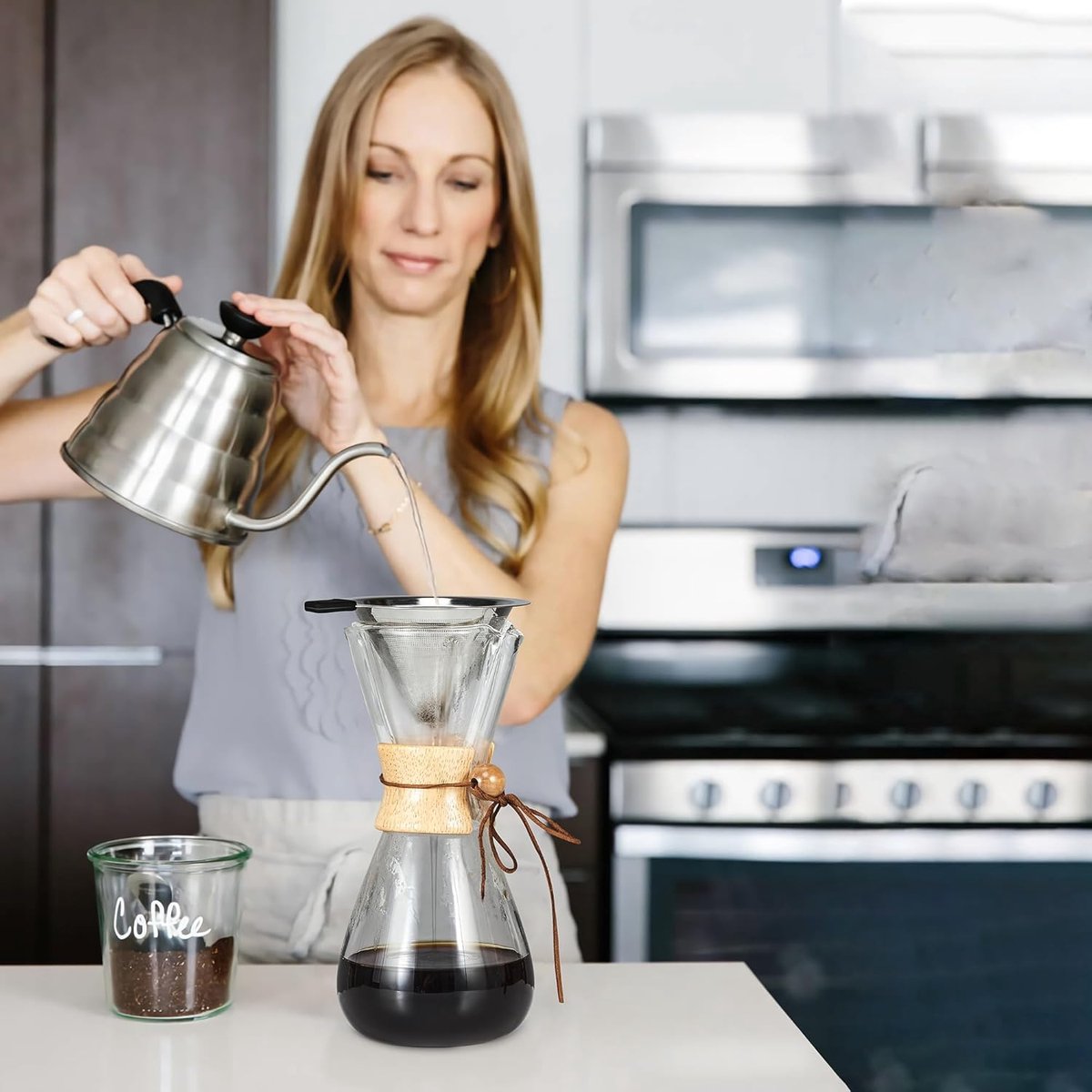 1 stuk - Koffiefilter voor druppelkoffie - Fijn dubbellaags roestvrijstalen koffiefilter - Metalen kegelvormig filter voor opschenken - Filter voor opschenken - Herbruikbaar filter - Geschikt voor het filteren van koffie — cadeau in Kookcadeaus - foto 5