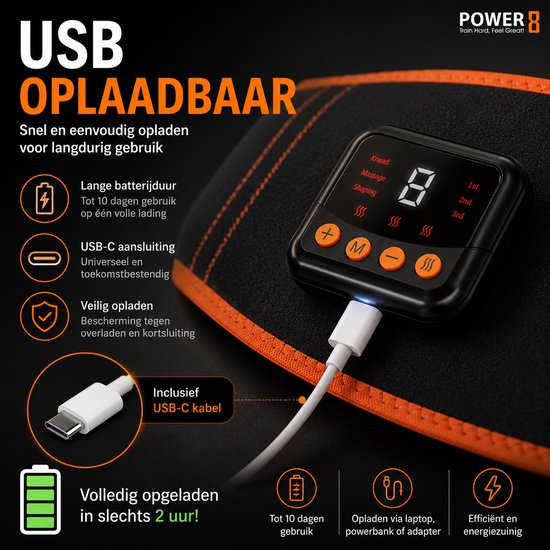 Power-8 Fitpulse EMS + Heat buikspiertrainer