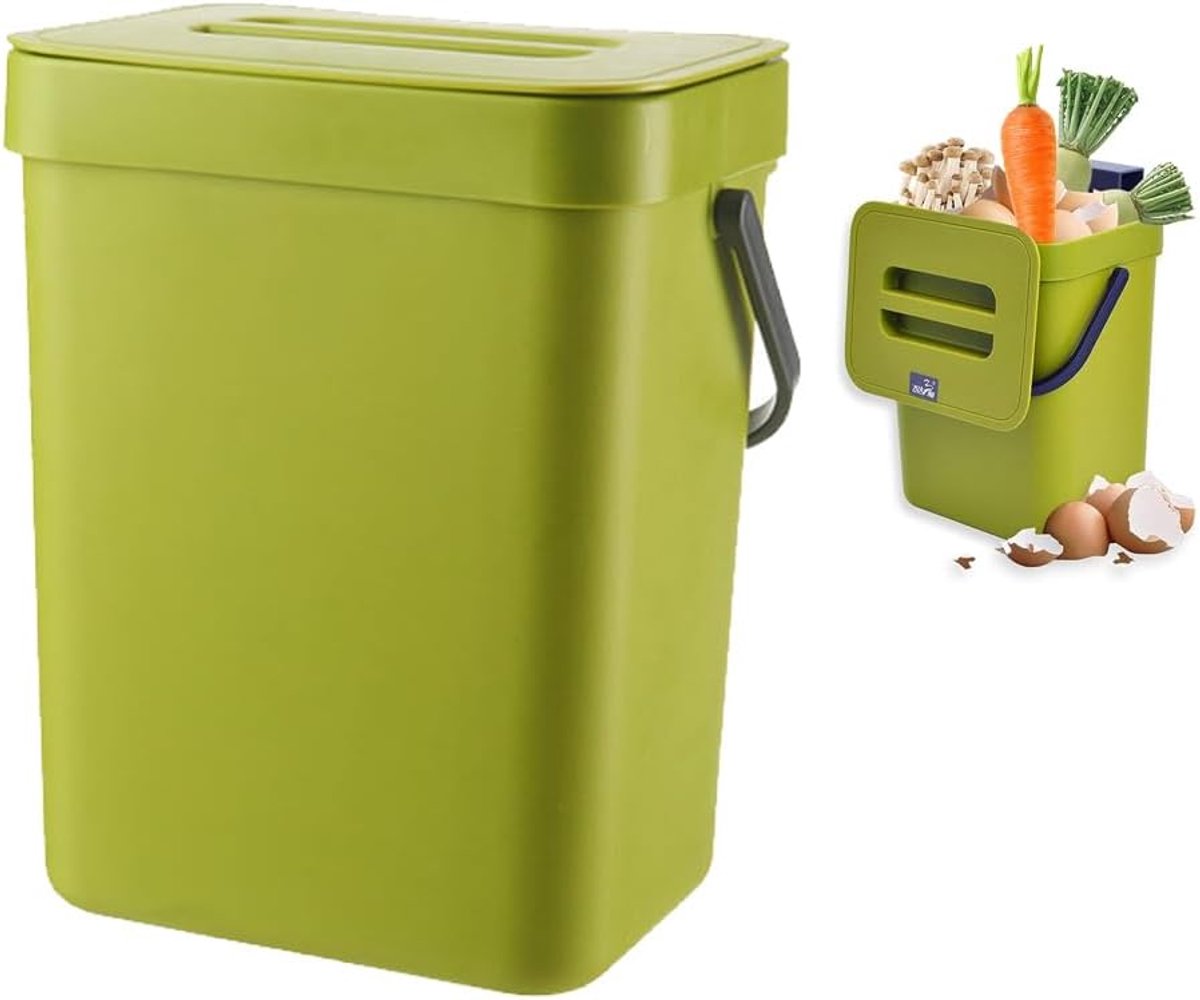Kleine Bio Afvalemmer voor Keuken met Deksel - 3 Liter - Geurdichte Luieremmer - Compostemmer voor Thuis en Kantoor