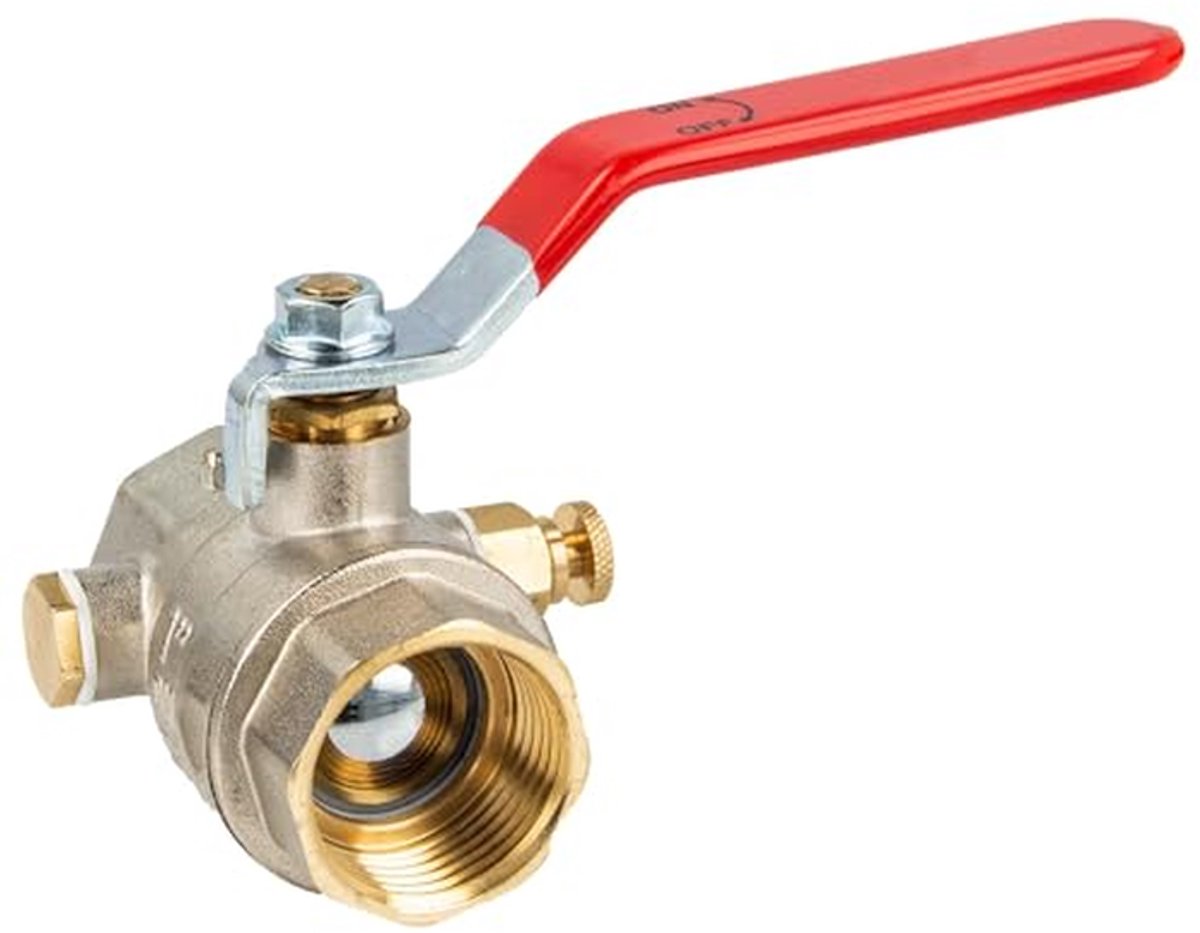 Kogelkraan Aftap - Afsluitkraan Leiding - Waterleiding Afsluiten - Zij-aftap Functie - 1 Inch - Rood