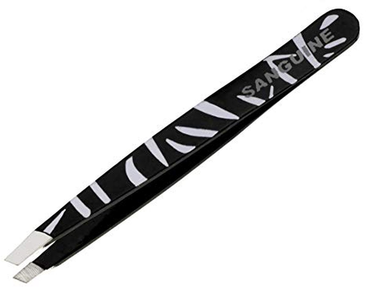 Wenkbrauwpincet - Precisie Pincet - Gezichtsverzorging - Afgeschuinde Punt - 11 cm - Zebrapatroon