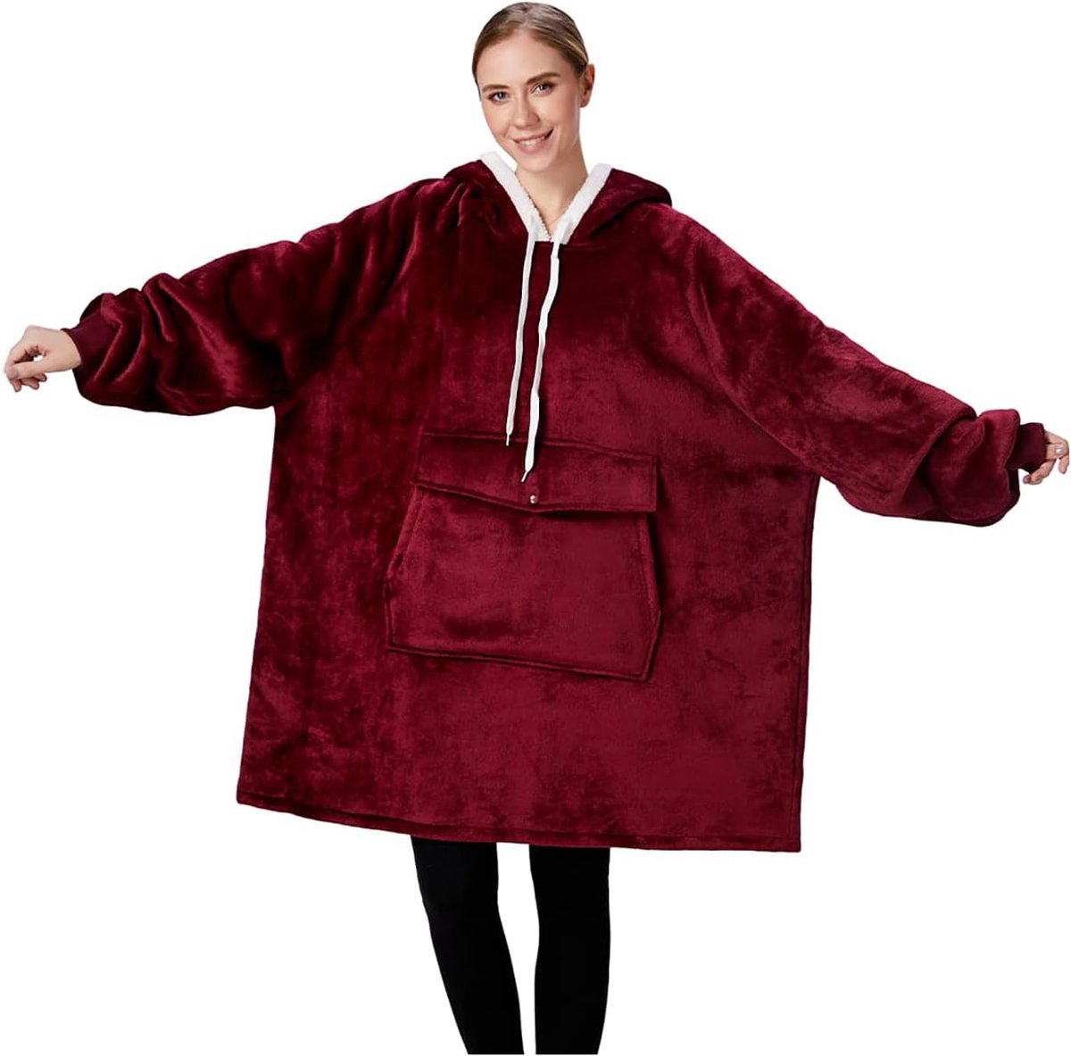 Deken Hoodie - Draagbare Deken - Warm Blijven - Oversized Pasvorm - One Size - Grijs