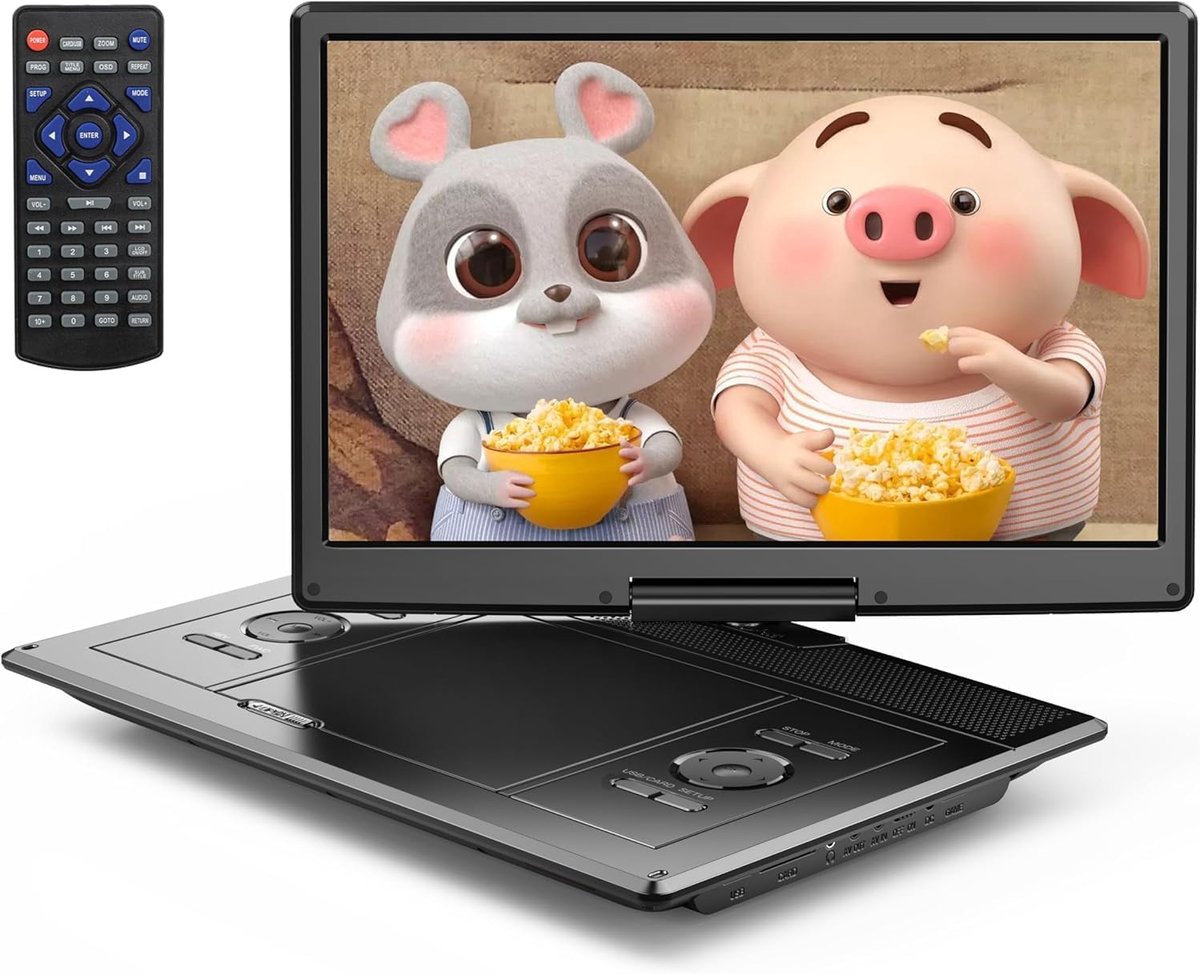 Draagbare DVD Speler - Films Kijken - Onderweg Entertainment - Groot Draaibaar Scherm - 155 Inch HD - Zwart