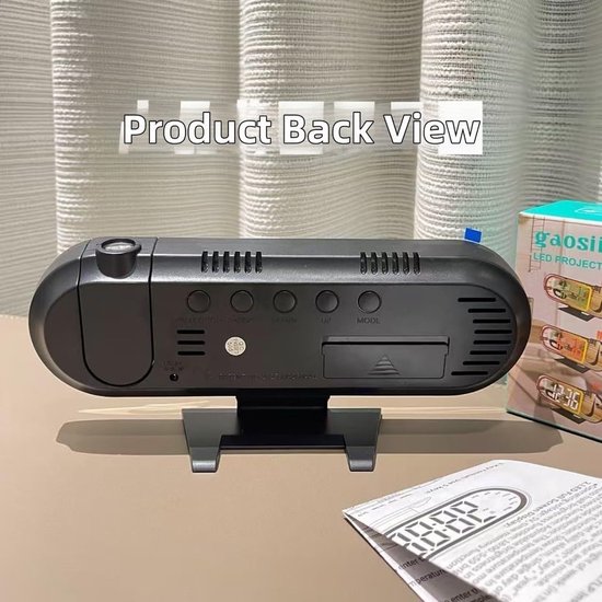 Projectiewekker Digitaal - Spiegelklok LED - Slaapkamer Comfort - Instelbare Helderheid - Projectie Tijd - Groen Licht — afbeelding 5