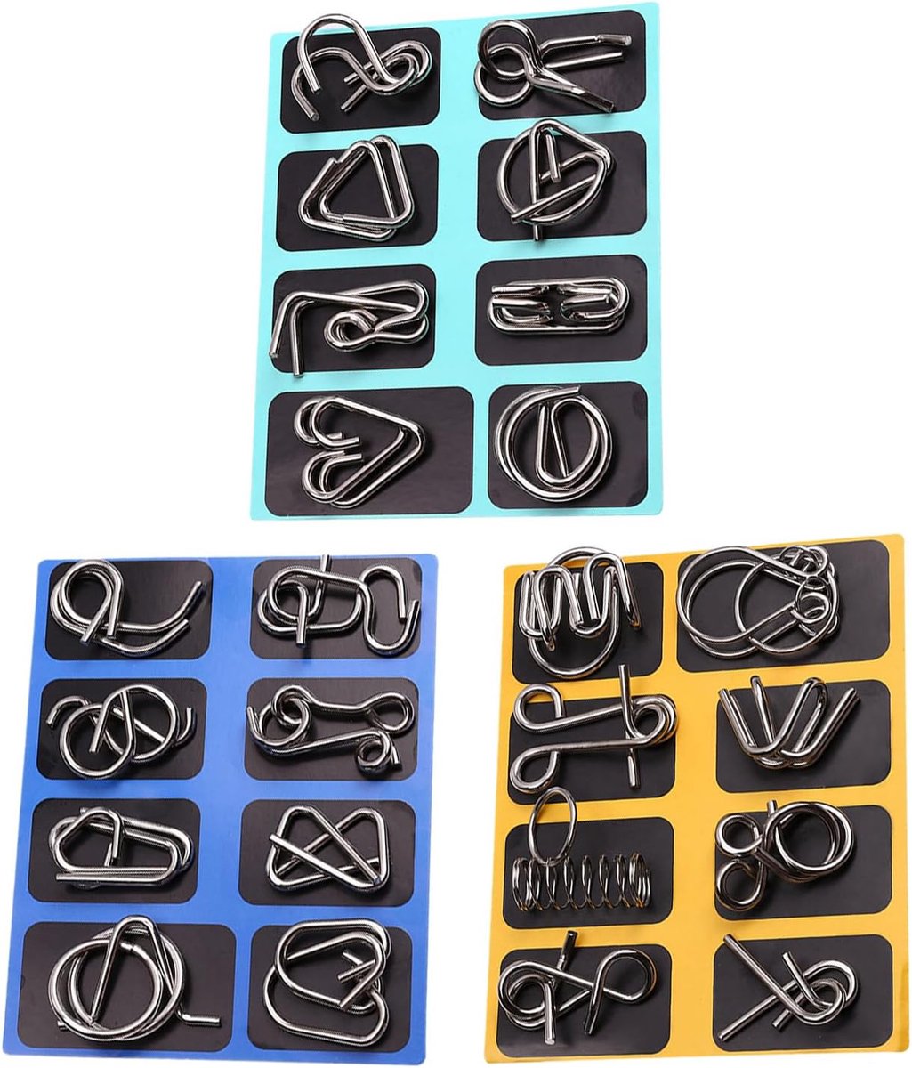 Metalen Puzzels - Hersenkrakers Denkspellen - Mentale Flexibiliteit - Precisie Gepolijste Afwerking - 21 x 17 x 3.3 cm - Metaal