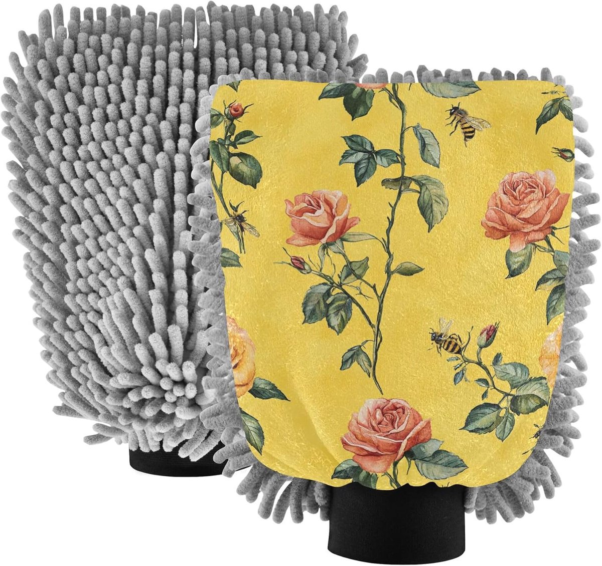 Microvezel Washandschoen - Auto Poets - Auto Reinigen - Krasvrij Schoonmaken - 2 Stuks - Rose Geel